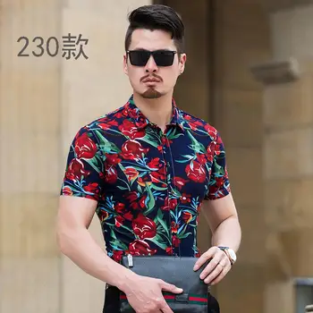 

Summer Dress Shirts Male Flower Fashion Mens Shirts Floral Blouse Mens Clothing Casual