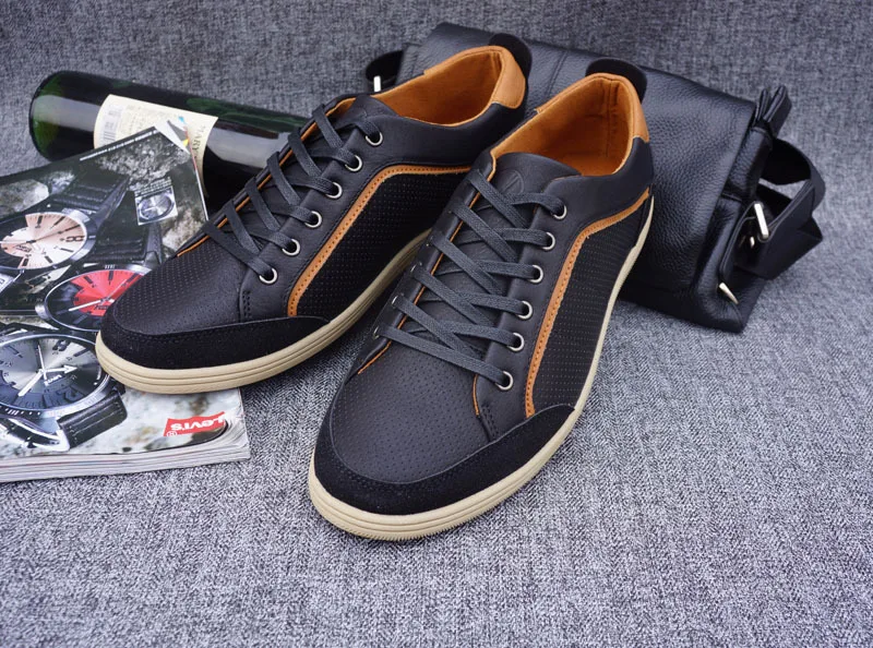 Hot sale Skateboarding Chaussures Men Black font b Sneakers b font Men Crocodile Shoes Mens Genuine