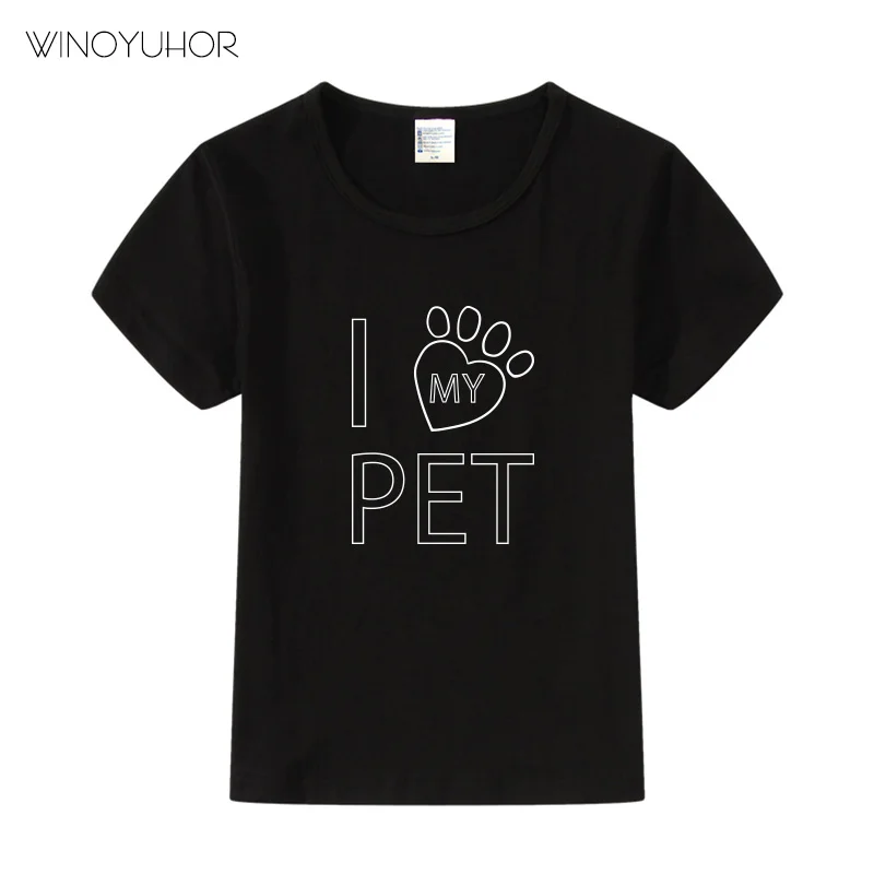 В году, Новое поступление. Детская футболка футболки с надписями «I Love Pet» хлопковая одежда с короткими рукавами для мальчиков забавные детские футболки, топы