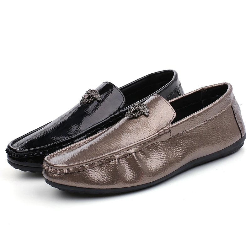 

Summer Set foot Flats Shoes hard wearing Men loafers leather Shoes Walking Footwear Driving Shoes Breathable Adult Lazy Casual