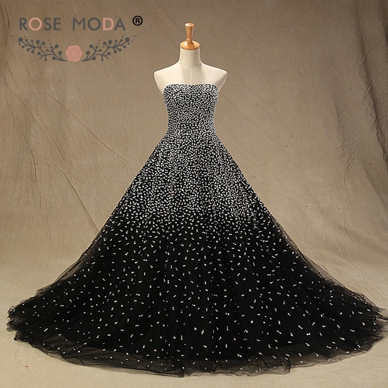 Buy Rose Moda Luxury Crystal Black Prom Dress with