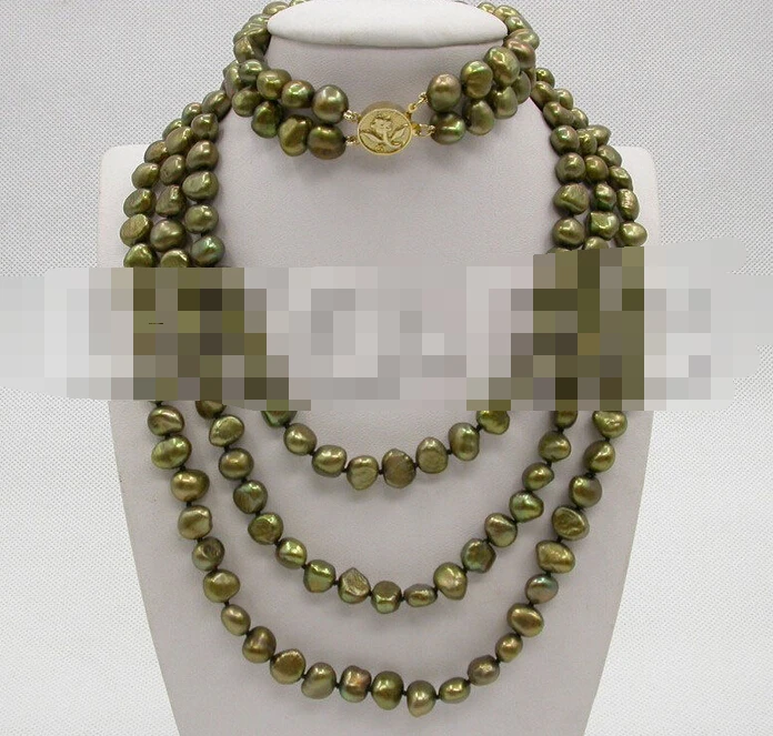 

> 07792 baroque aerugo pearls necklace 2row bracelet set (A0423) -Top quality free shipping