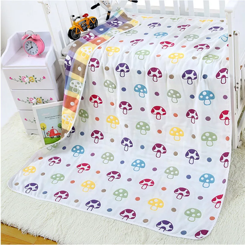 

6 Layers Muslin Cotton Baby Blanket Swaddles Newborn Wrap Gauze Crown Children Blankets Infant Bath Towel Baby Quit 120x150cm
