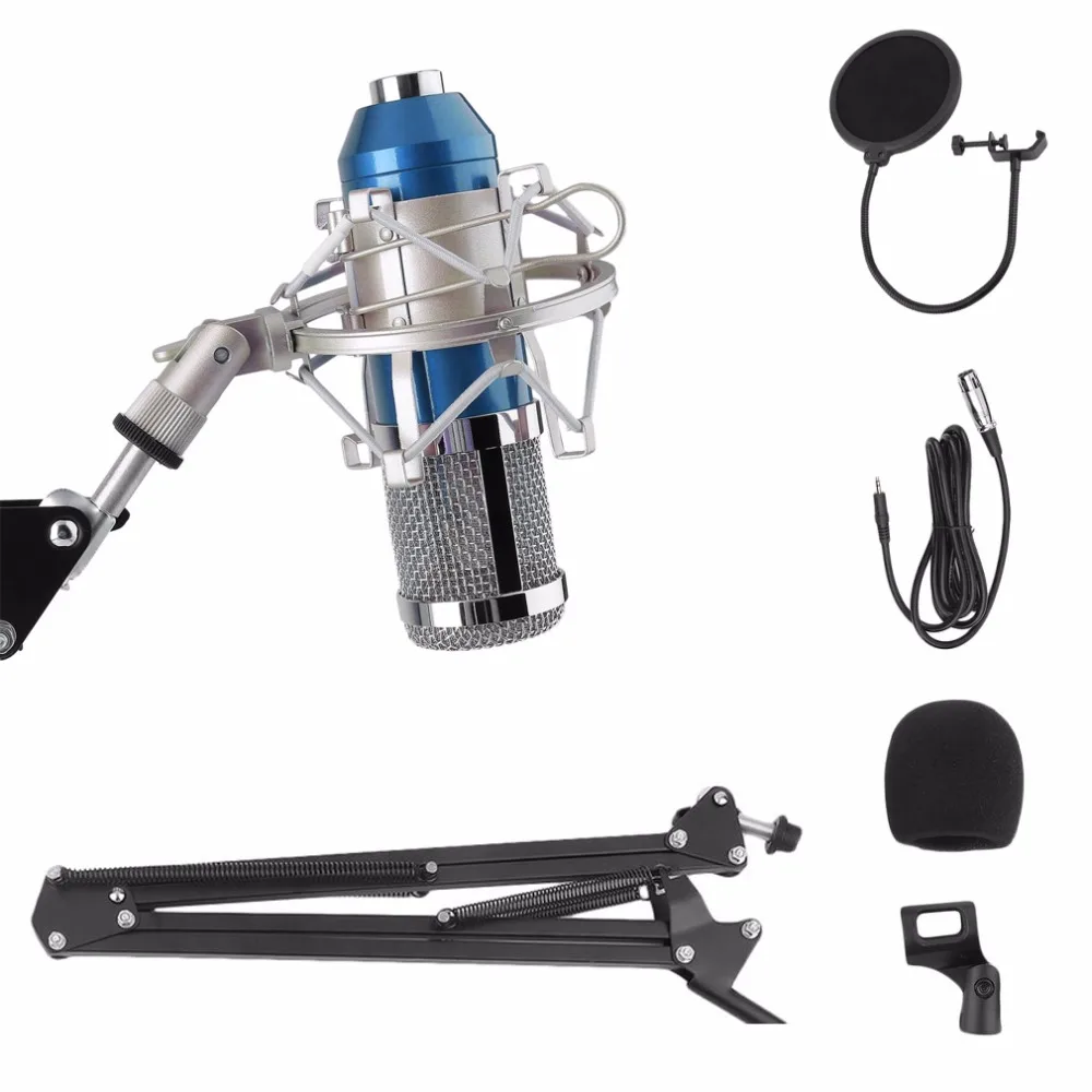 

BM-800 Professional 3.5mm Wired Sound Recording Condenser Microphone With NB-35 Microphone Stand for Radio Braodcasting Computer