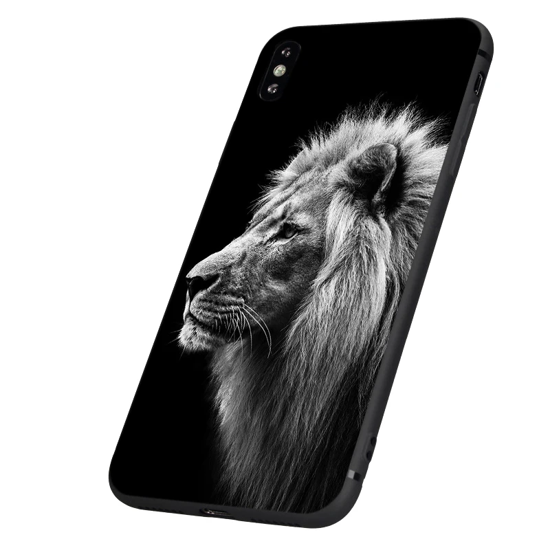 Черный чехол ТПУ для iphone 5 5s se 6 6s 7 8 plus x 10 силиконовый чехол для iphone XR XS 11 pro MAX чехол лев тигр Мода животное