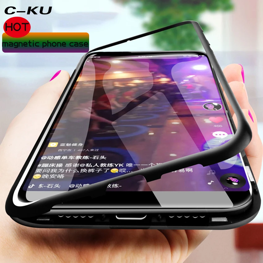 Luxury Magnetic Adsorption Cases for Xiaomi Mi 8 Se Lite A2 Pocophone F1 Redmi Note 5 Pro Metal Frame Tempered Glass Back Cover |
