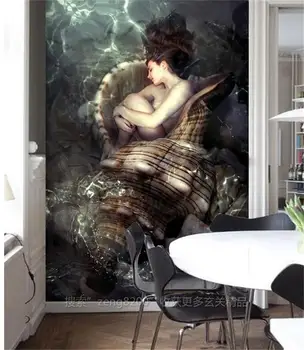 

3D wallpaper custom mural beauty non-woven wallpaper The daughter of the sea shells water fairy porch wallpaper