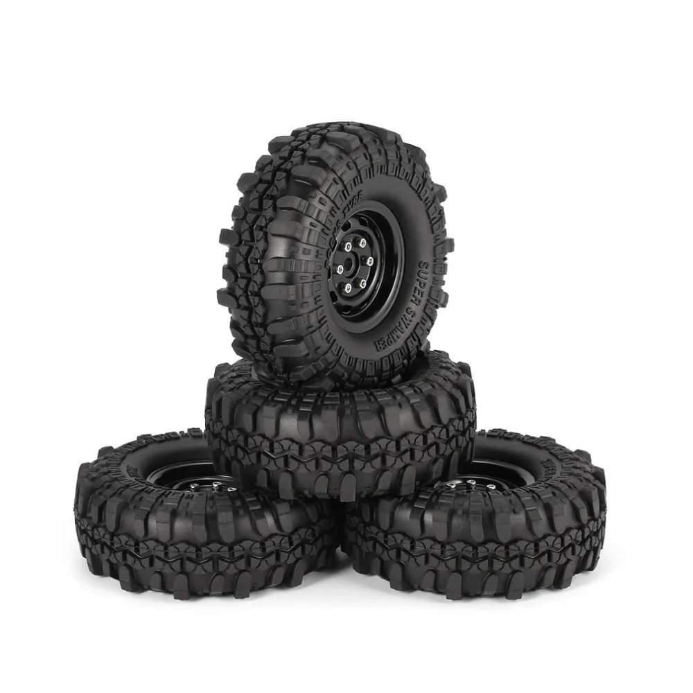

4Pcs 1.9 Inch 110mm Rubber Tires Tire with Metal Wheel Rim Set for 1/10 Traxxas TRX-4 SCX10 RC4 D90 RC Crawler Car Part