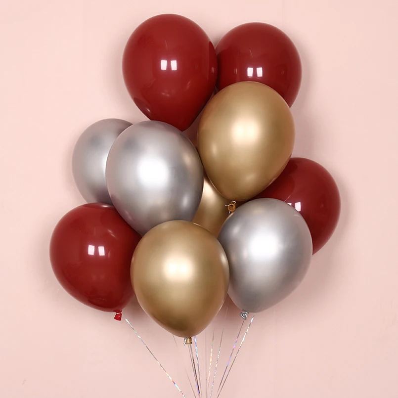 

10pcs 12inch metallic Gold red Ruby Agate red Latex balloons wedding room Valentine day decorated date red pomegranate red ball