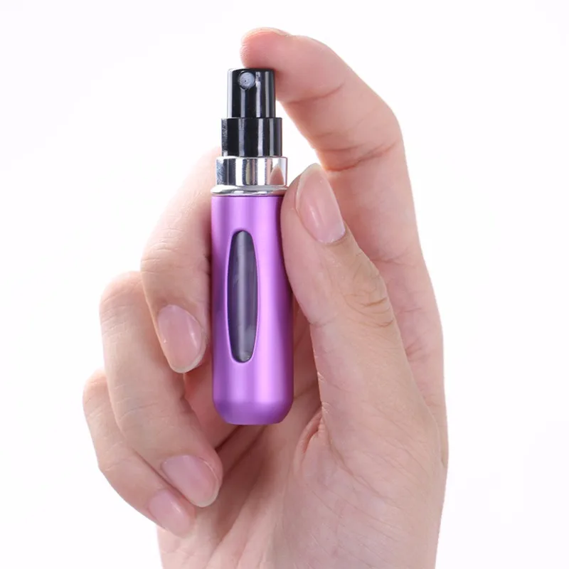 5 ml إعادة الملء البسيطة العطور رذاذ زجاجة الألومنيوم رذاذ البخاخة المحمولة السفر التجميل حاوية زجاجة عطر ماكياج الجرار