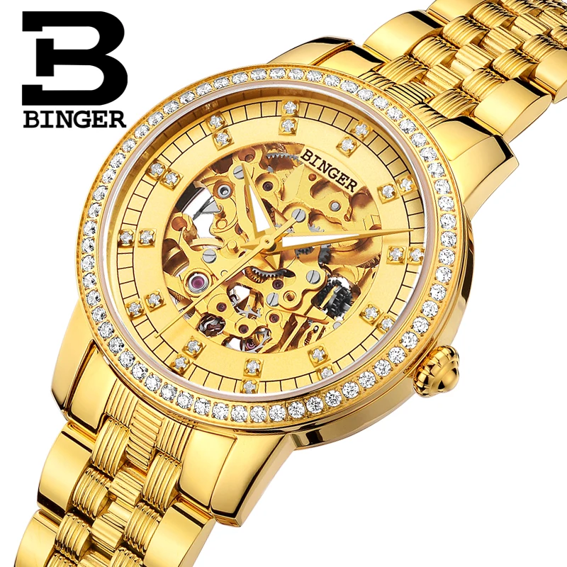 Binger Watch Women Luxury Brand Miyota Automatic Mechanical Movement Watches Sapphire Waterproof