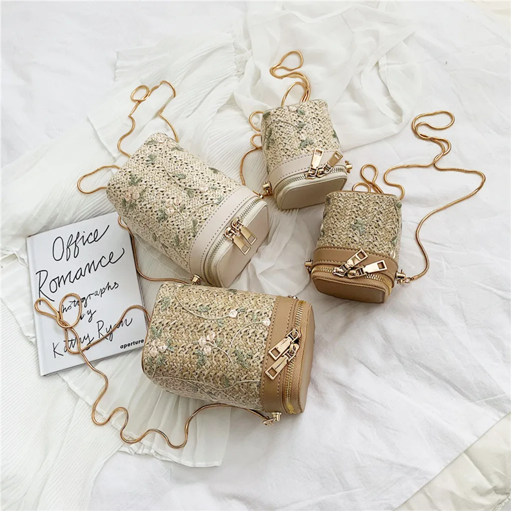 

Mini Fruit Embroidered Kids Straw Bags Handbags small bags for women Summer Beach Fashion Weave Casual Women Crossbody Bags For