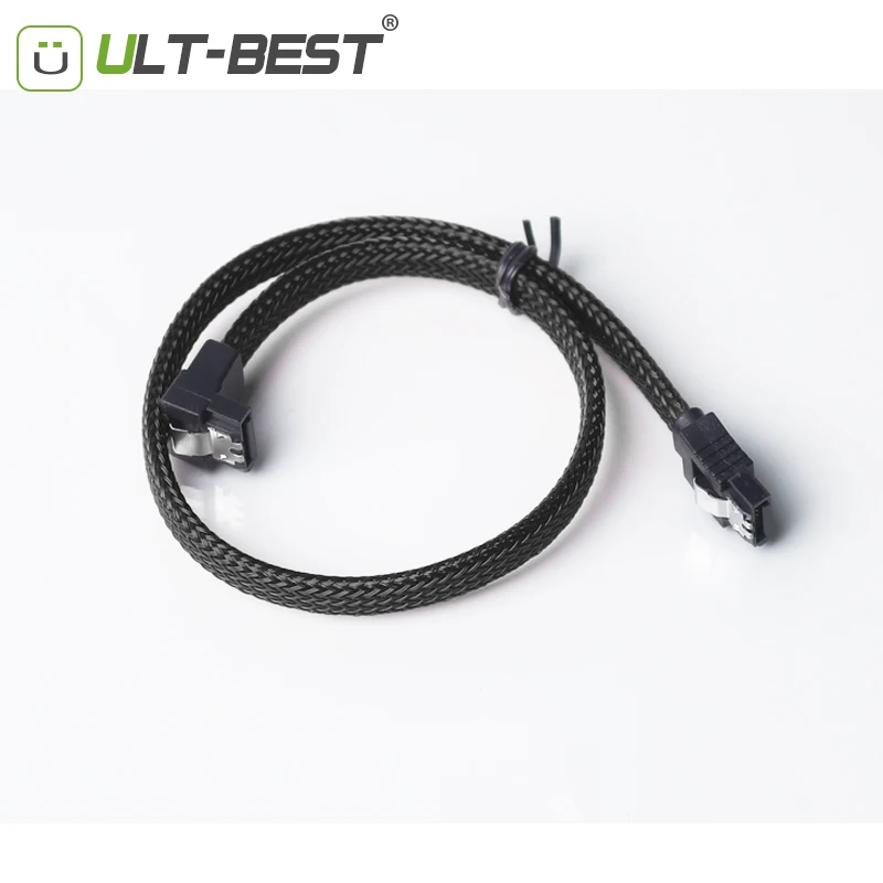 5 PCS SATA 3.0 III SATA3 7pin Data Cable 6Gb/s Right Angle Cables HDD Hard Disk Drive Cord line with Nylon Briad Black Blue Red