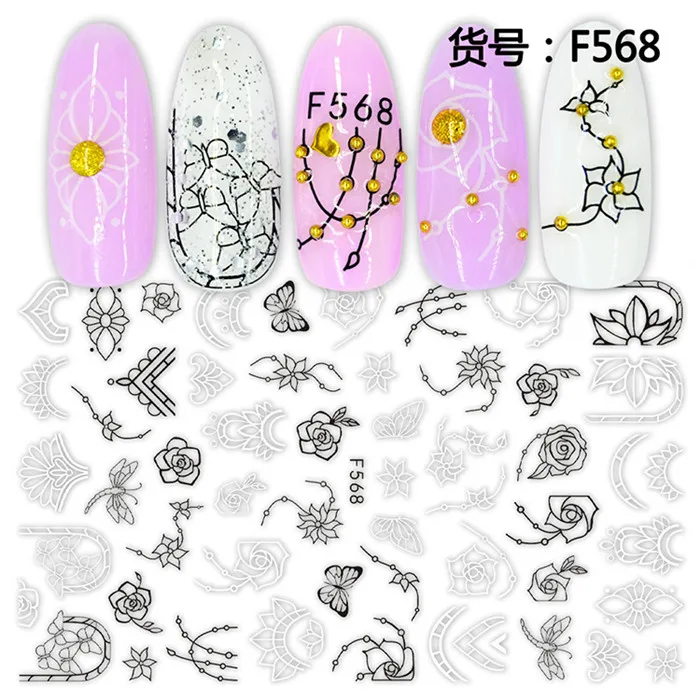 Новейшая Серия F 564-572 стикер для ногтей 3d наклейки для ногтей Стразы DIY Украшение для ногтей