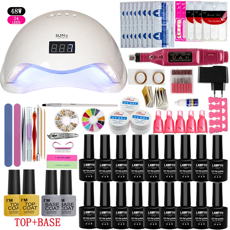 

48w/54w/36w Uv Led Lamp Nail 18 Colors Gel Polish Nail Extension UV Gel Nail Kits Electric Manicure Handle