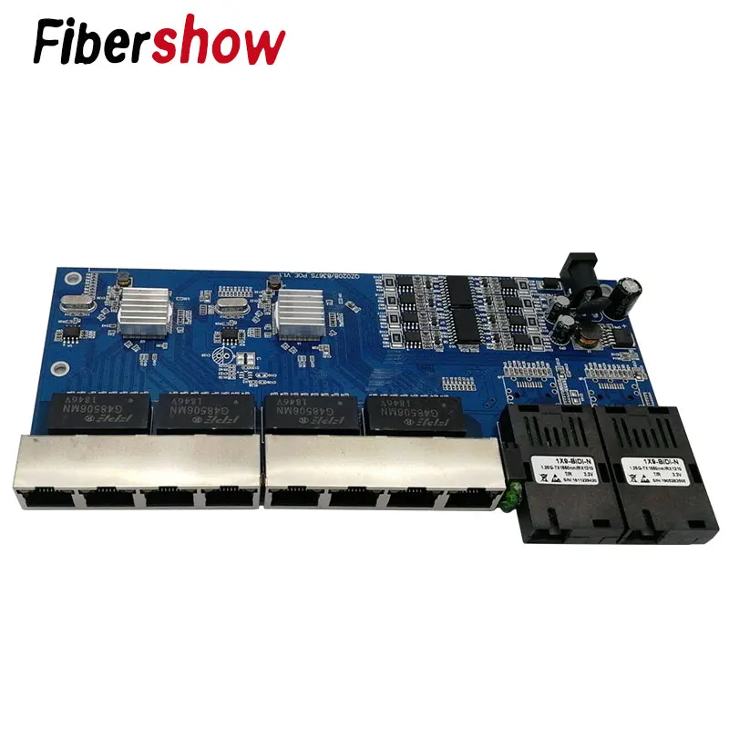 POE 8 RJ45 2 SC fiber Gigabit Ethernet коммутатор волоконно-оптический одномодовый UTP порт 10/100/1000 M плата PCBA