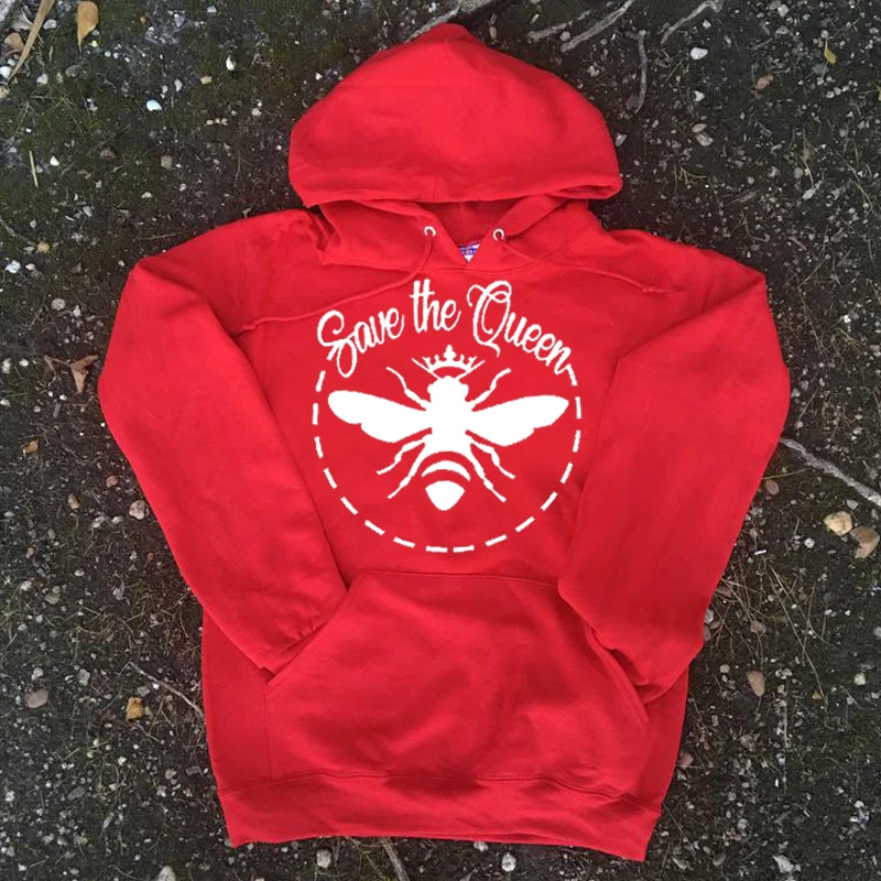 

Save The Queen Hoodies Save The Bees Women Streetwear Hoody Funny Graphic Harajuku Hoodie Letter Print Casual Regular Drop Ship