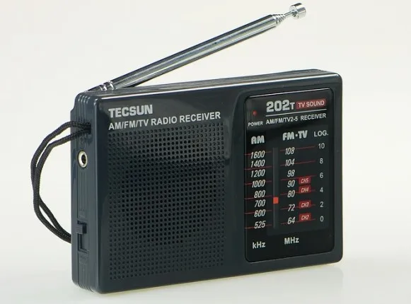 

Top Quality TECSUN R-202T radio Pocket AM FM TV Audio Radio black Portable Free Shipping