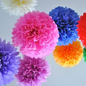 

50pcs 10cm - 45cm 25 colours Option Handmade paper flowers ball tissue pom poms Decorative Flowers wedding decoration