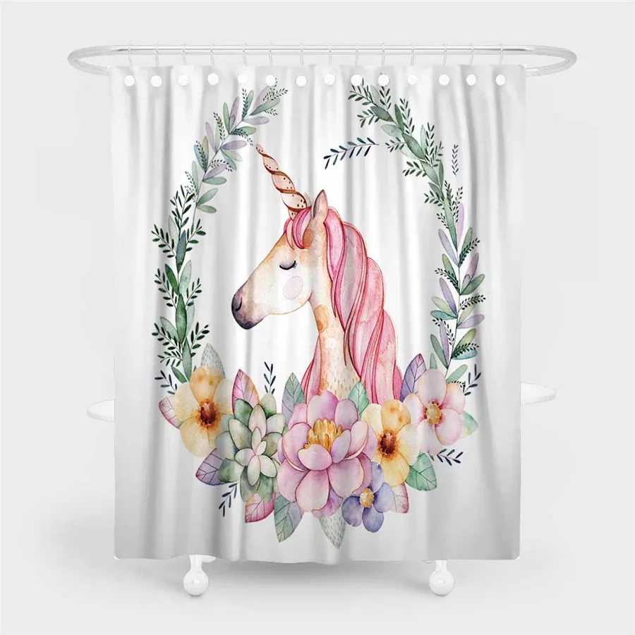 3D Beach Unicorn Shower Curtain Bathroom Waterproof Polyester Printing Curtains for Bathroom Shower - Цвет: 61