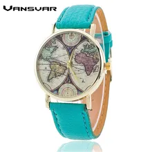 Vansvar Brand Fashion World Map Watch Casual Women Quartz Watch Relogio Feminino Gift 1539