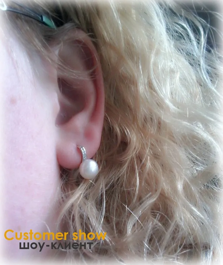 100% Genuine Natural Pearl earrings,fresh water pearl earrings for women white pearl earrings silver 925 jewelry birthday gift