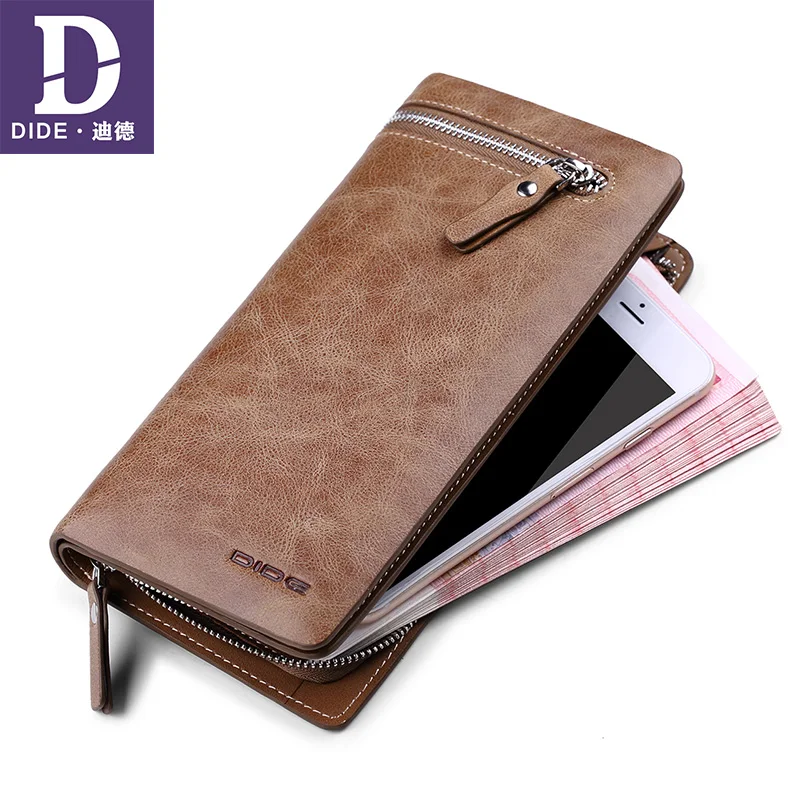 

DIDE 2019 New Men's Wallet Genuine Leather Wallets Male Wallet Fashion Brand Coin Purse Card Holder Long Clutch Bag Business