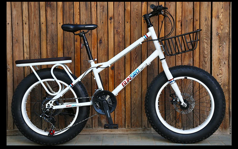 Perfect KUBEEN Snow Bike MTB 20" 7 21 24 27 speed double disc mountain Fat Bicycle Suspension Steel Frame 4" Tire aluminum wheel 20kgs 15