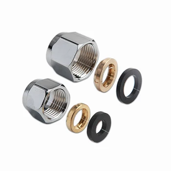 

1set corrugated pipe special nut stainless steel gas screw joint with rubber pad copper circlip gas pipe copper fittings