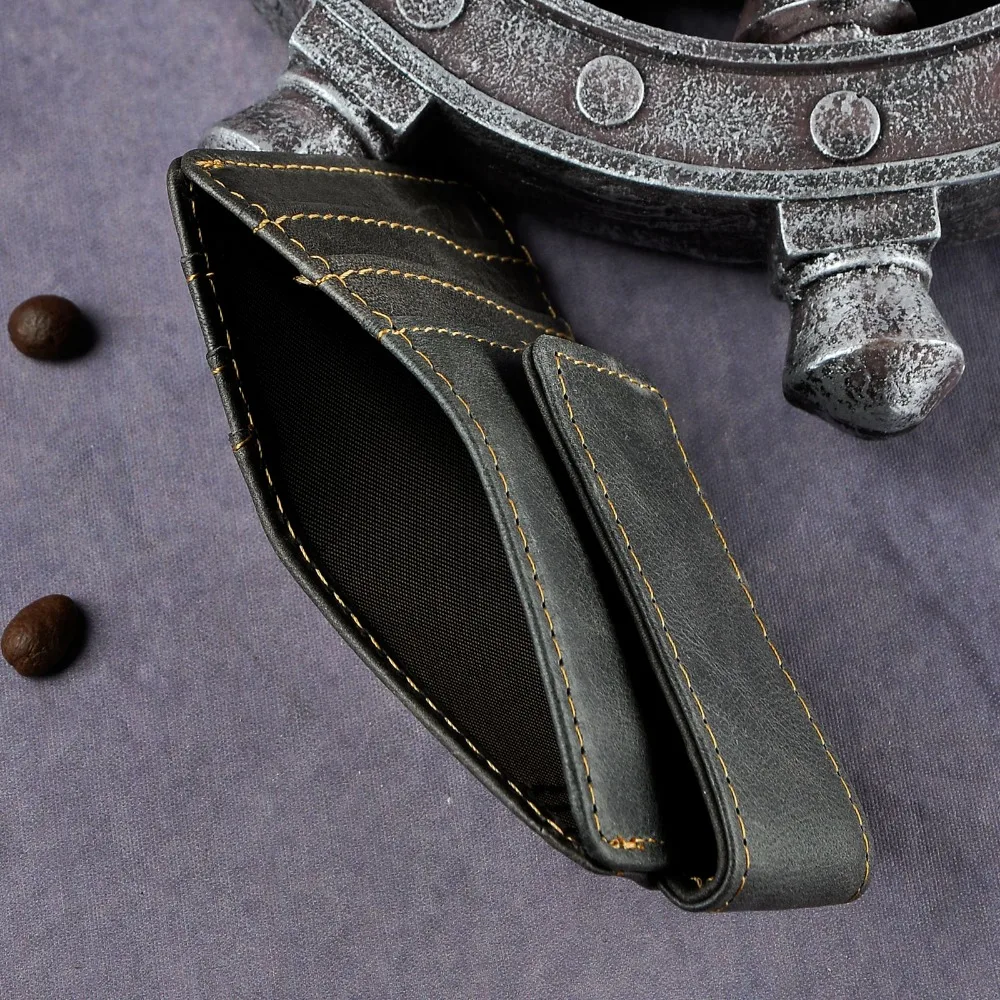 Male Quality Leather Designer Fashion Travel Slim Wallet Front Pocket Magnetic Money Clip Mini Card Case Purse For Men 1017-G