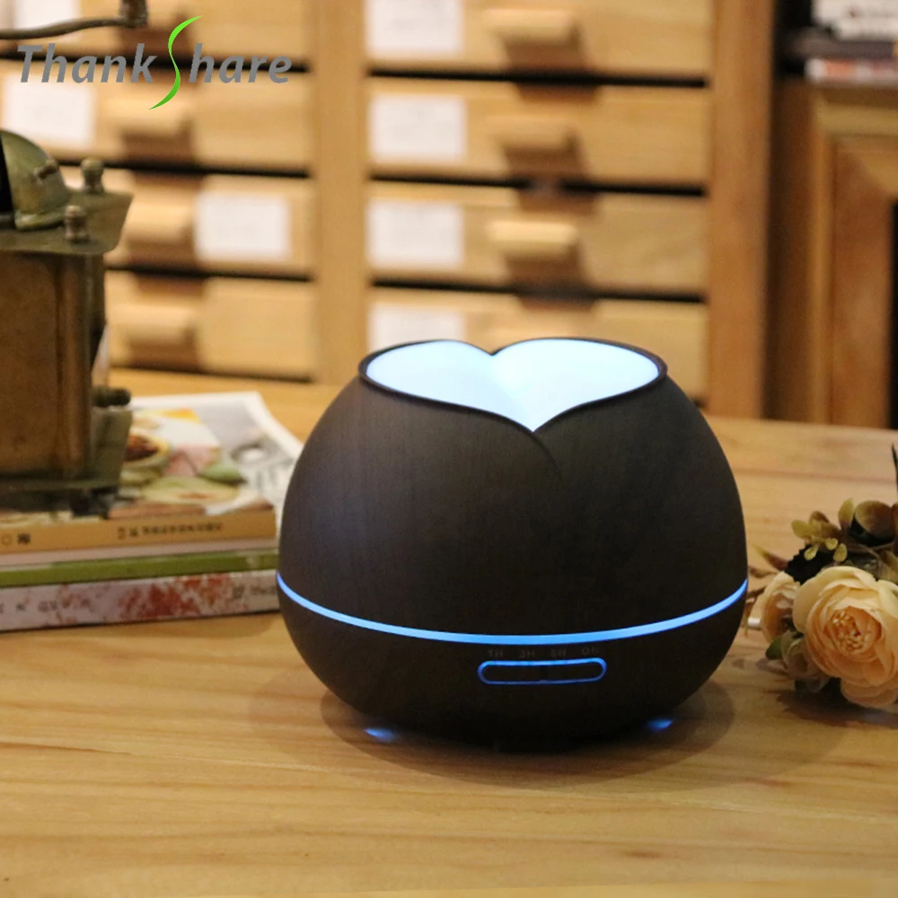 

THANKSHARE Essential Oil Aroma Diffuser Air Humidifier Mist Maker Aromatherapy Wood Grain for Home 7 Color LED light 300ml