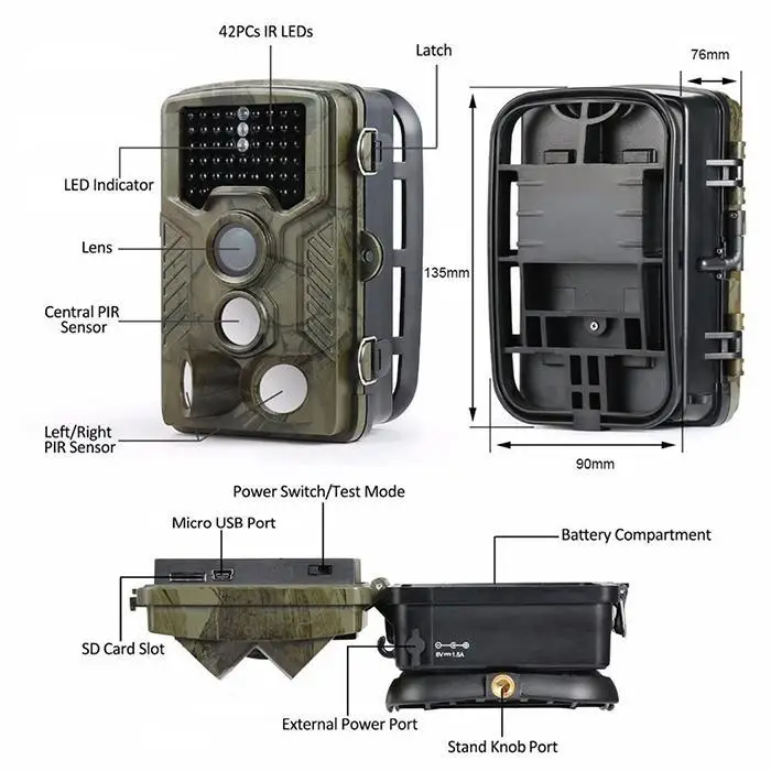 Инфракрасный Камера HD 1mA 1080 P 720 P видения 16MP VGA охоты светодиоды Повседневное 1080 P 0 ночь дикой природы IP65 42 унисекс