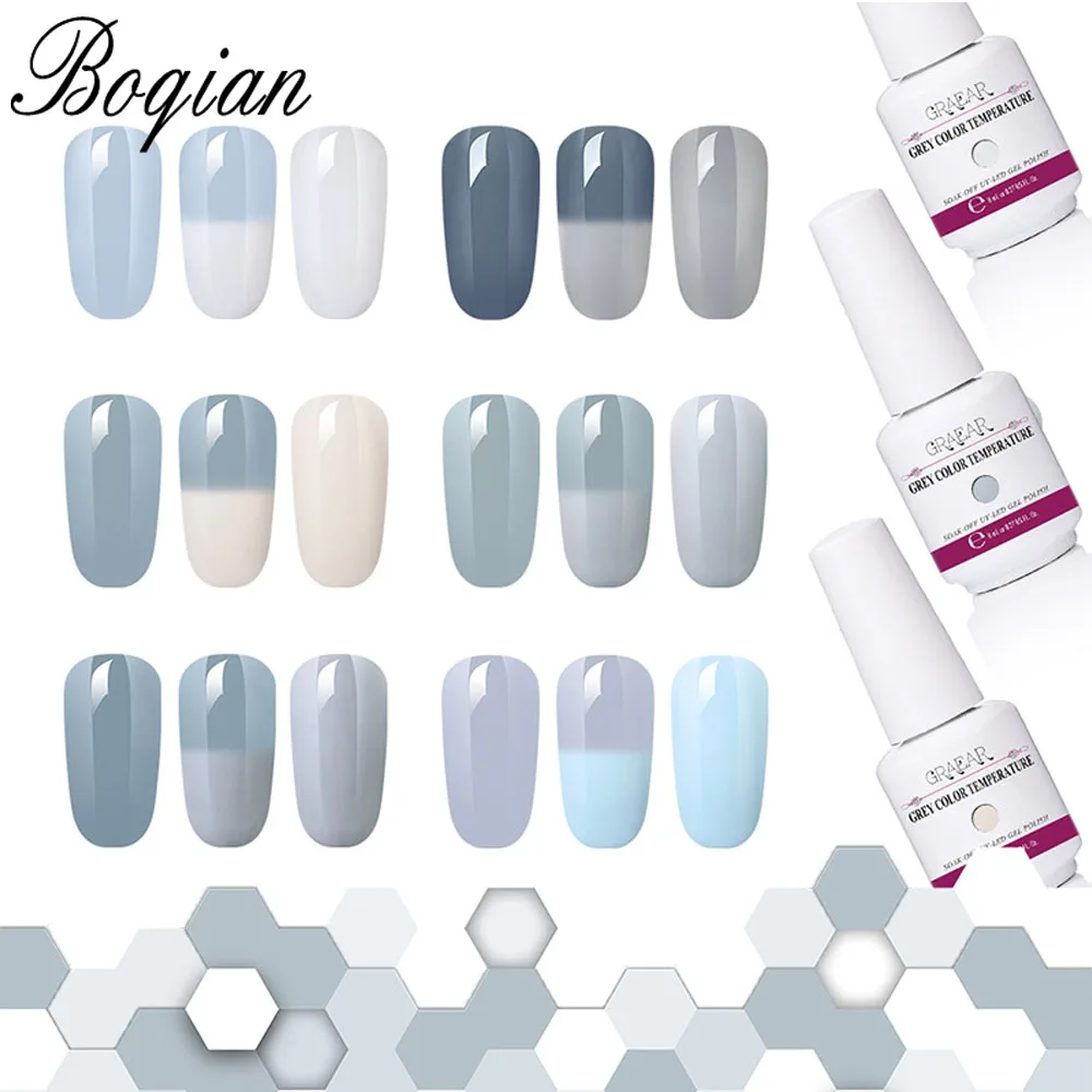 

BQAN Nail Polish Nude Candy Color Long Lasting DIY Beauty Nail Art Tools Temperature control discoloration 6Color 8ml