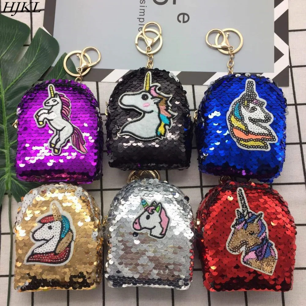 

Hot Unicorn Sequin coin purses bags for women 2018 money bags girls ladies wallets kids children cute kawaii purse card holder