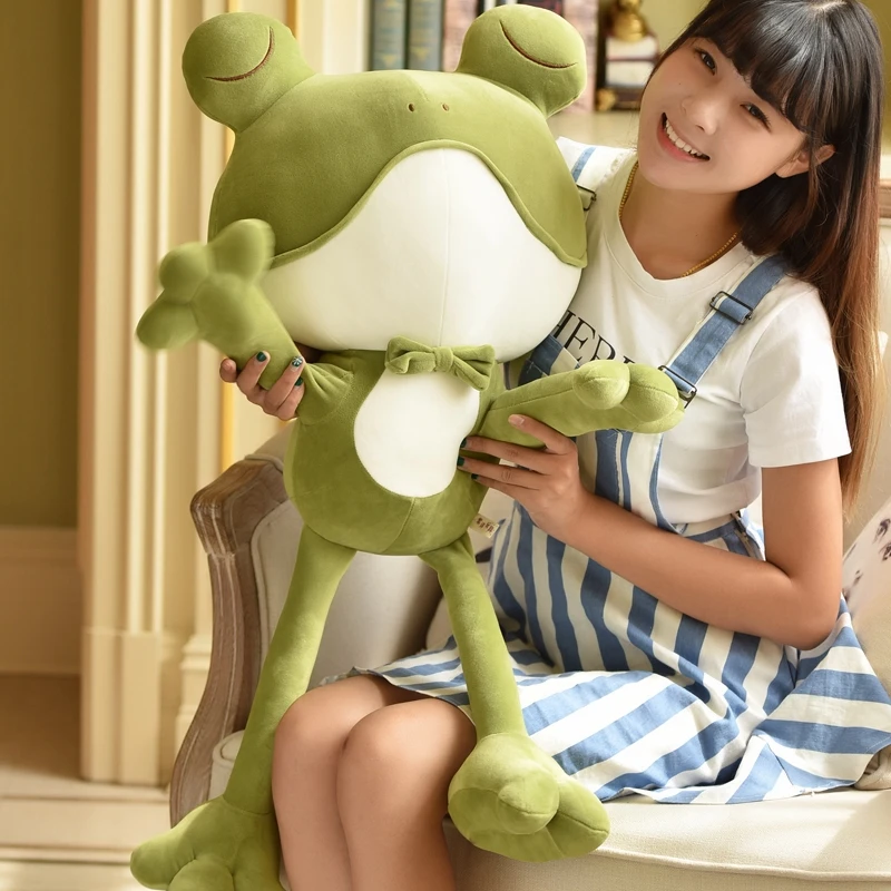 Dorimytrader Pop Lovely Big Cartoon Frog Plush Toys Soft Stuffed Anime Green Frog Doll Animals Pillow for Kids Gift Decoration 50cm 70cm 80cm DY61941 (11)