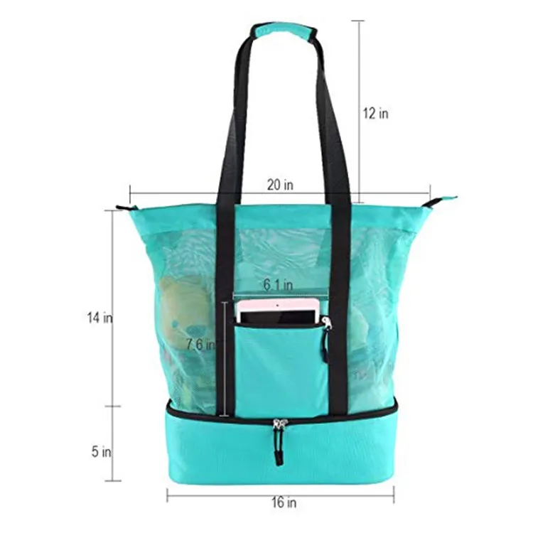 Summer Thermal Insulation Bag Handheld Lunch Bag Picnic Mesh Beach Tote Bag Holiday Vacation Food Drink Storage Waterproof