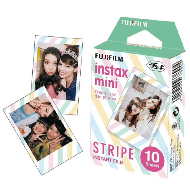 Fujifilm Instax Mini Film Stripe 10 Sheets Photo Paper For Instant Mini 8 9 11 70 90 Camera Sp 1 Sp 2 Link Printer Mini 8 Film Instax Mini 8 Filminstax Mini Aliexpress