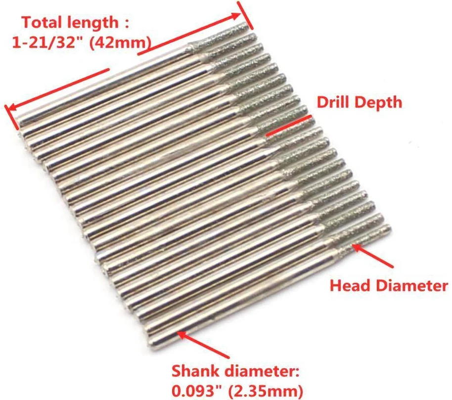 20 шт. 1 1.5 2 2.5 мм Diamond отверстие Пилы дрель с покрытием твердого биты Вырезка заусенцы Dremel Интимные аксессуары ювелирные изделия Инструменты для драгоценный камень