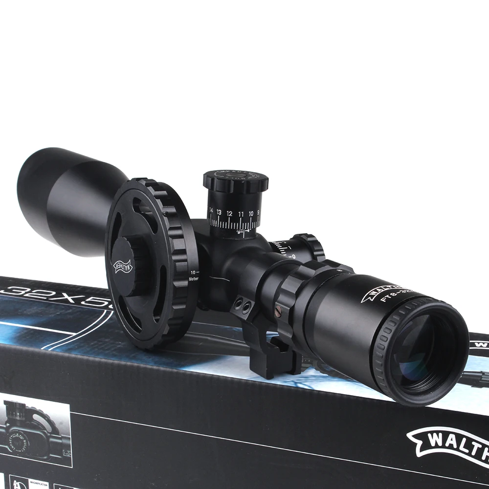 WALTHER FT 8-32X56 Hunting Riflescopes Mil Dot Reticle Large Side Wheel Parallax Adjustment Shooting Scope with Dovetail Rings (6)