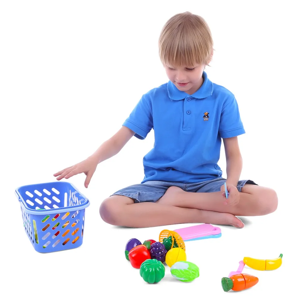 Surwish 23Pcs/Set Plastic Fruit Vegetables Cutting Toy Early Development and Education Toy for Baby - Color Random 14