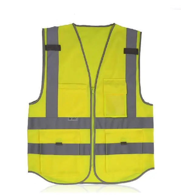 Multi function pocket reflective vest/many pockets reflective overalls