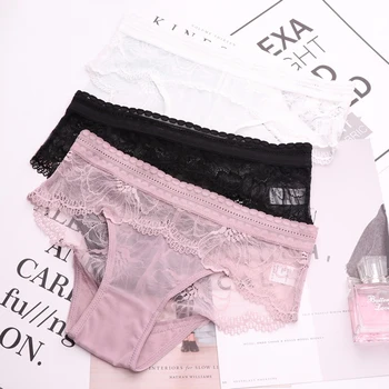 

SP&CITY Flower Embroidered Sexy Panties Thongs String Women Transparent Underwear Crotch Cotton Briefs Seamless Panties Female