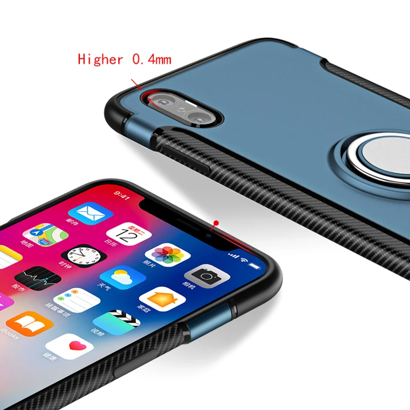 Универсальный магнитный автомобильный держатель чехол для iPhone X 7/8 Plus чехол 360 Вращающийся палец кольцо чехол для телефона