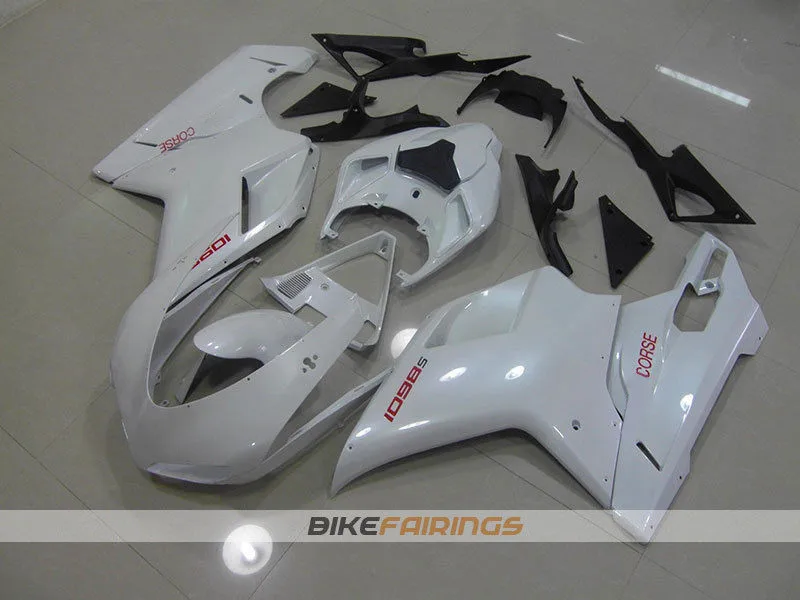 ABS литье мотоцикла Обтекатели подходят для DUCATI 848 1098 1198 07 08 09 10 11 2007-2011 обтекатель кузова комплект белый