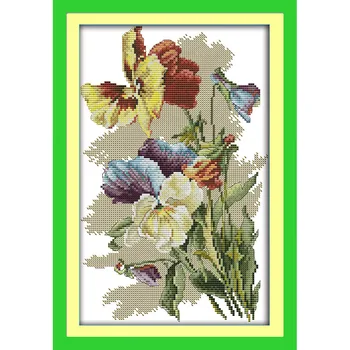 

Everlasting Love Pansy (4) Chinese Cross Stitch Kits Ecological Cotton Clear Stamped Printed 14CT 11CT DIY Christmas Decoration