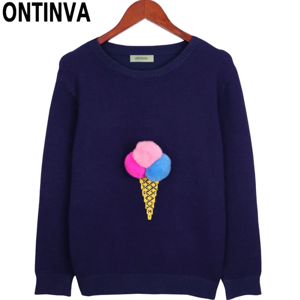 Women Dark Blue Cute Sweaters Plus Size Womens O Neck Loose Pullovers