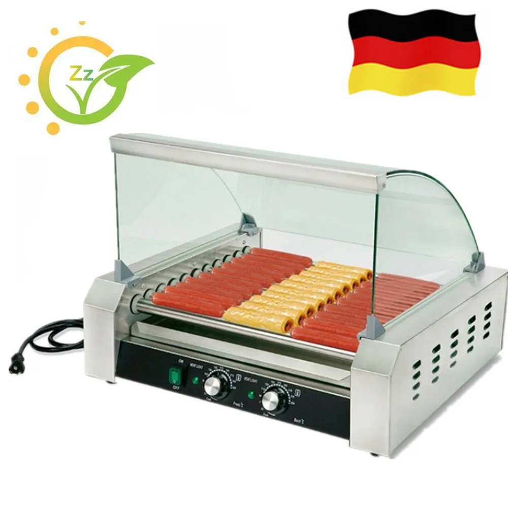 Stainless Steel Hot Dog Grill Machine 11 Rollers Grilling Roast Sausage