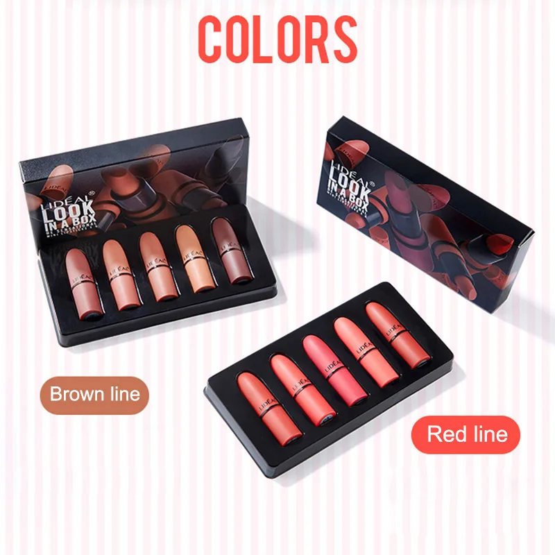

5pcs Mini Lip Gloss Set Waterproof Long Lasting Moisturizer Makeup Matte Portable Lipstick Women Sexy Lips Makeup Cosmetic HB88