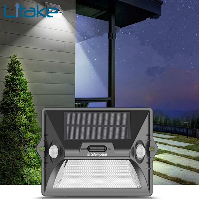 

Outdoor Waterproof Motion Sensor Solar Wall Lamp Double-head Sensor Wall Light White Light+Colorful Light Outdoor Garden Lamp