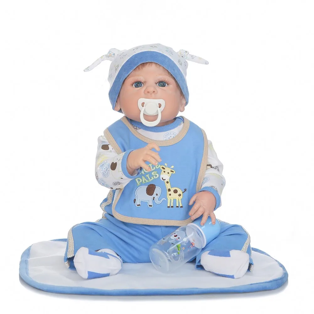

New 22 inch Blue Eyes reborns bebe Silicone Baby Dolls Toys for Girls BJD baby alive boneca para meninas menino baby alive